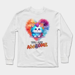 Fluffy: "You are awsome" collorful, cute, furry animals Long Sleeve T-Shirt